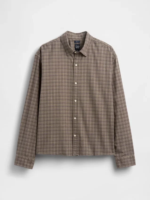 Camisas Oxford de corte relajado y largo corto con dobladillo recto