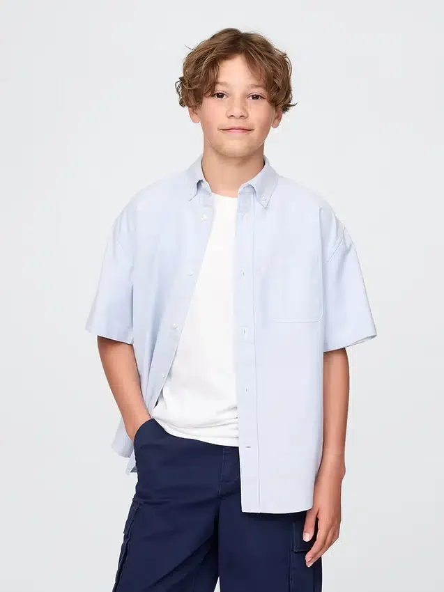 Camisas Oxford holgadas para uniforme infantil