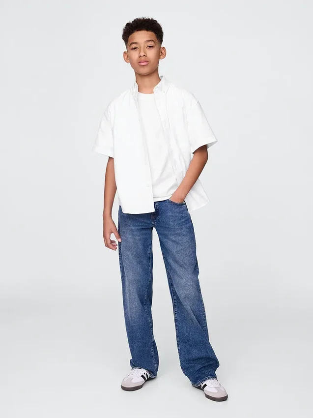 Camisas Oxford holgadas para uniforme infantil