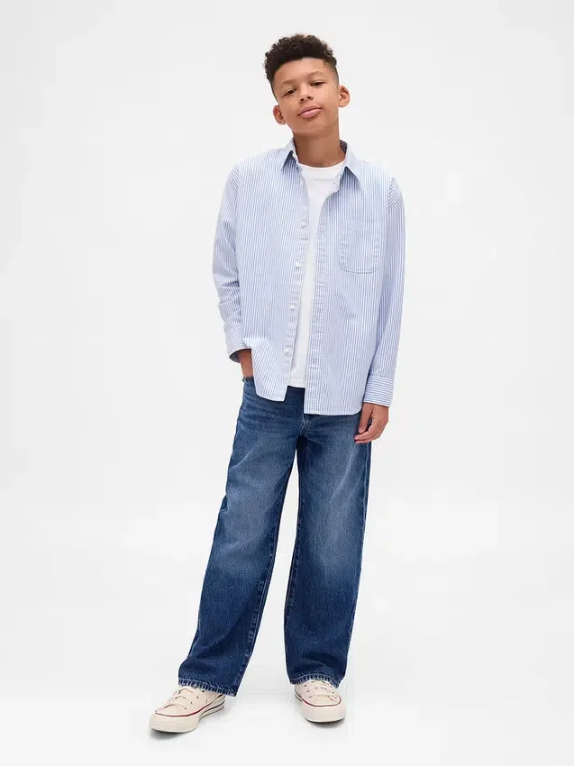 Camisas Oxford holgadas para uniforme infantil