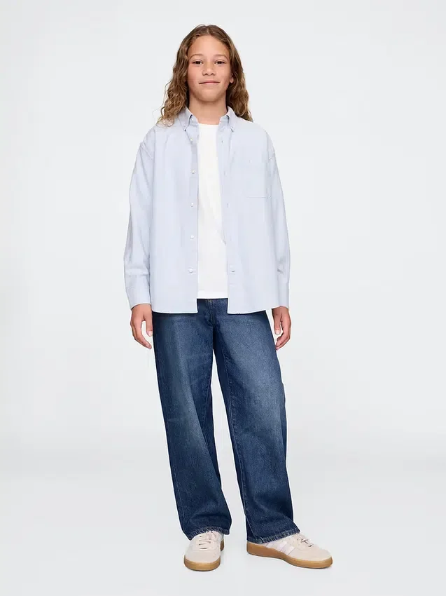 Camisas Oxford holgadas para uniforme infantil