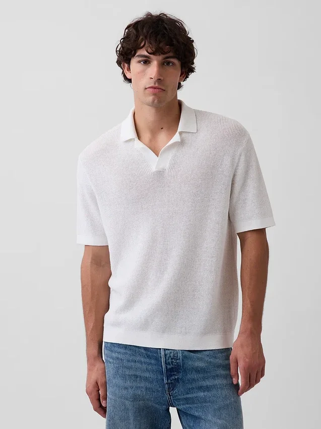 Camisas polo tipo camp de mezcla de lino