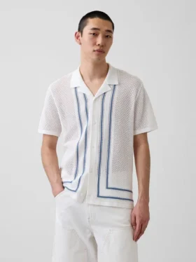 Camisas tipo jersé con cuello «Camp» a rayas