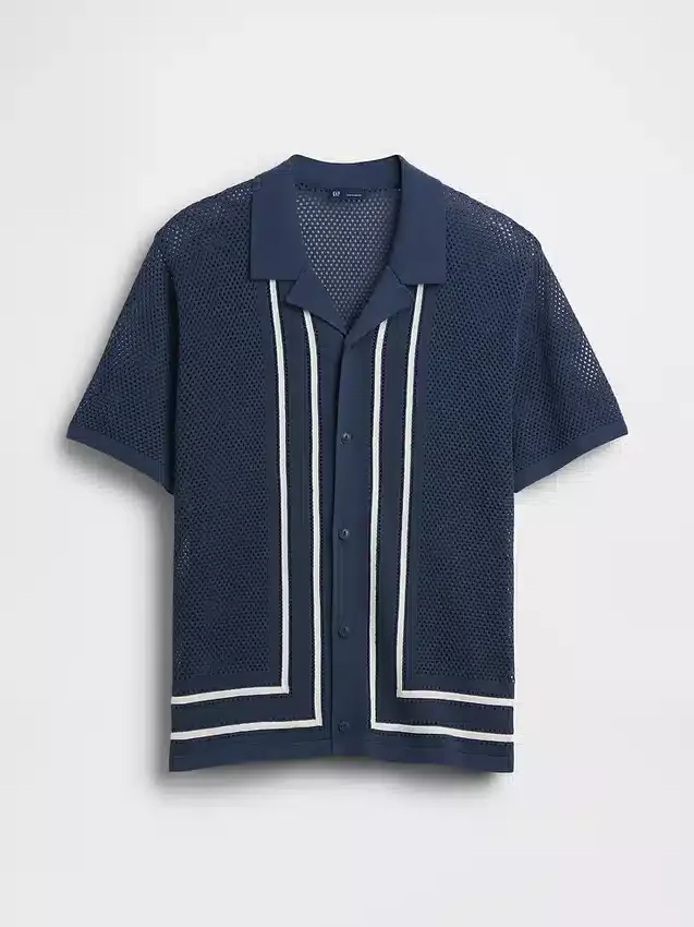 Camisas tipo jersé con cuello «Camp» a rayas