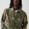 Camisas utilitarias de lona de mezclilla con estampado de camuflaje