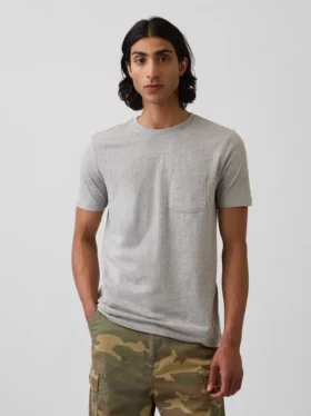 Camiseña con bolsillo de algodón orgánico para adultos
