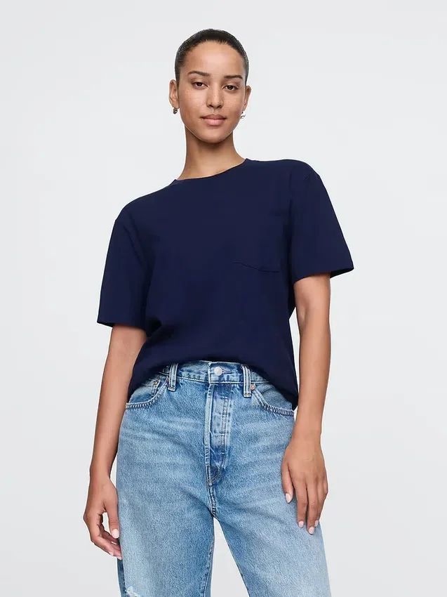 Camiseña con bolsillo de algodón orgánico para adultos