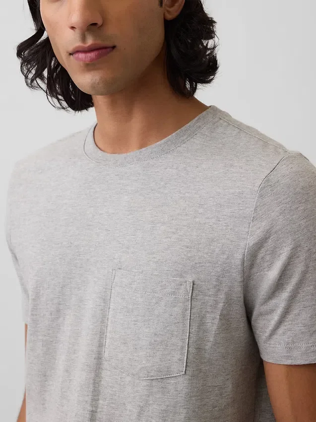 Camiseña con bolsillo de algodón orgánico para adultos