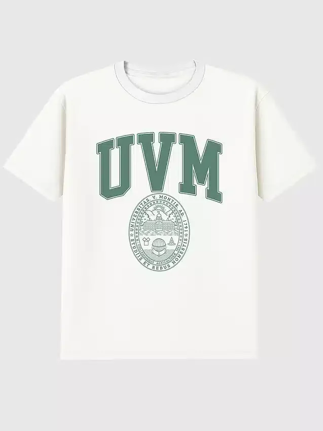 Camiseña con diseño del escudo de la Universidad de Vermont