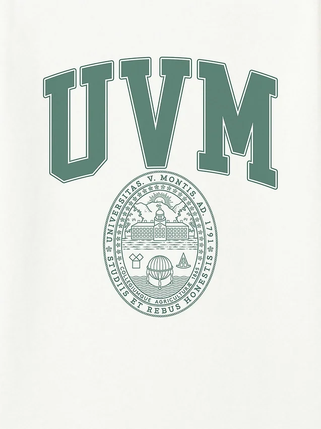 Camiseña con diseño del escudo de la Universidad de Vermont