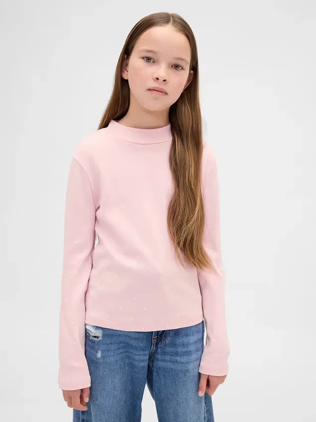 Camiseña de cuello alto acanalado para niños