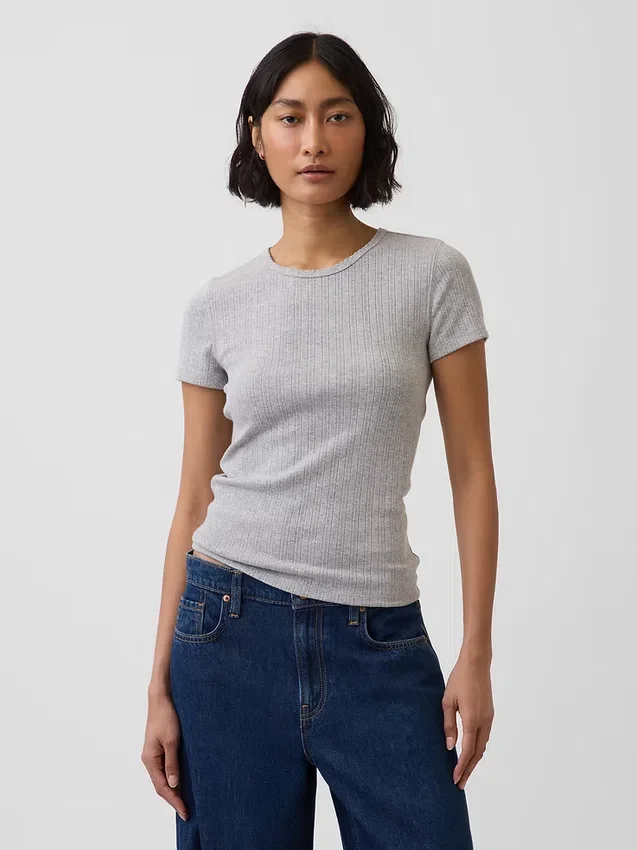 Camiseña de cuello redondo con punto pointelle