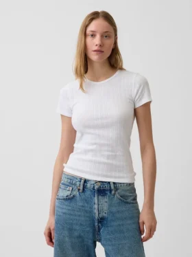 Camiseña de cuello redondo con punto pointelle