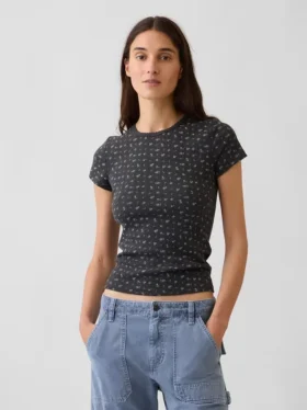 Camiseña de cuello redondo con punto pointelle