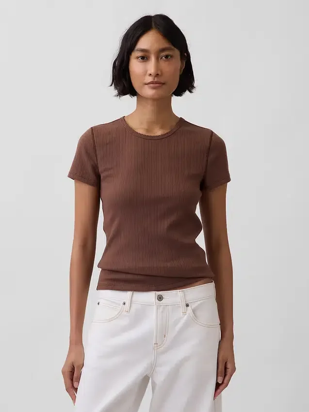 Camiseña de cuello redondo con punto pointelle