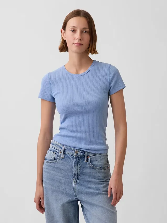 Camiseña de cuello redondo con punto pointelle