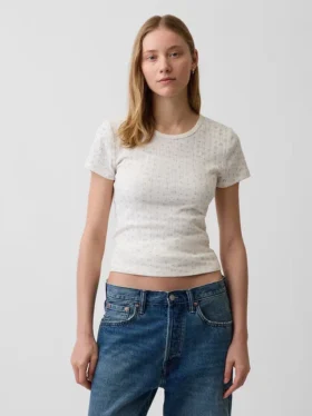 Camiseña de cuello redondo con punto pointelle