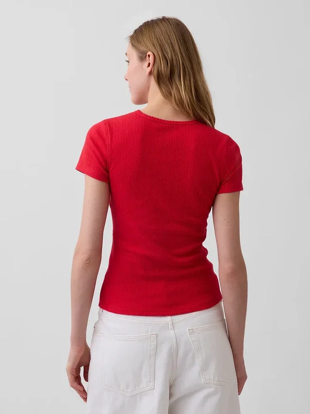Camiseña de cuello redondo con punto pointelle