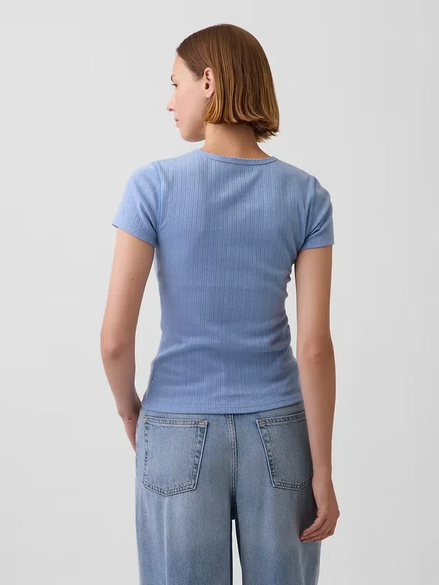 Camiseña de cuello redondo con punto pointelle