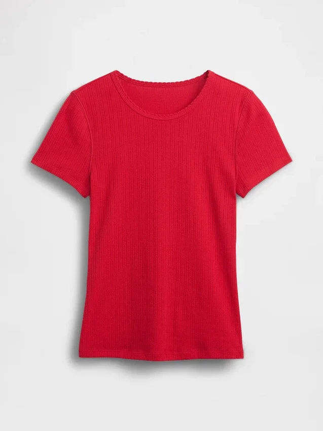 Camiseña de cuello redondo con punto pointelle
