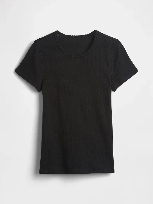 Camiseña de cuello redondo con punto pointelle