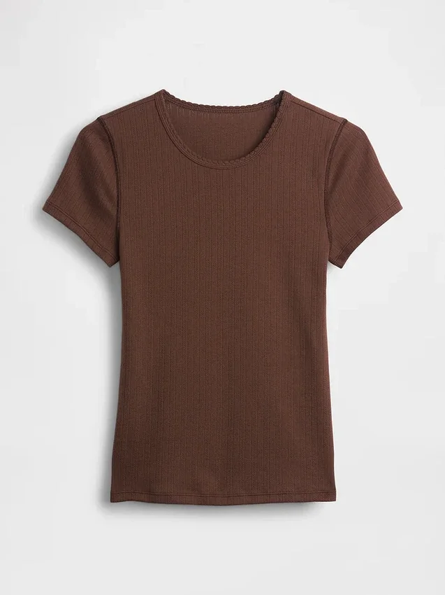 Camiseña de cuello redondo con punto pointelle