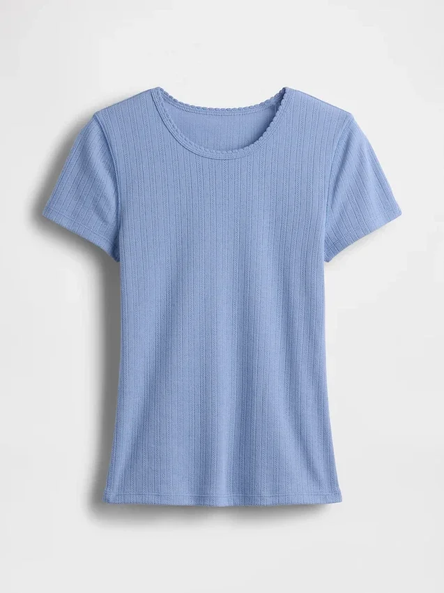 Camiseña de cuello redondo con punto pointelle