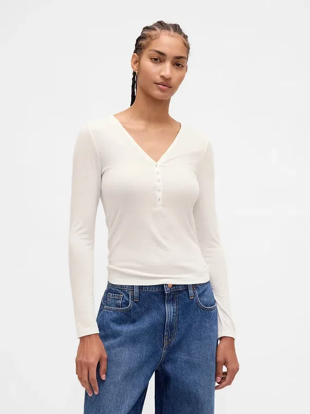 Camiseña Henley de canalé transparente