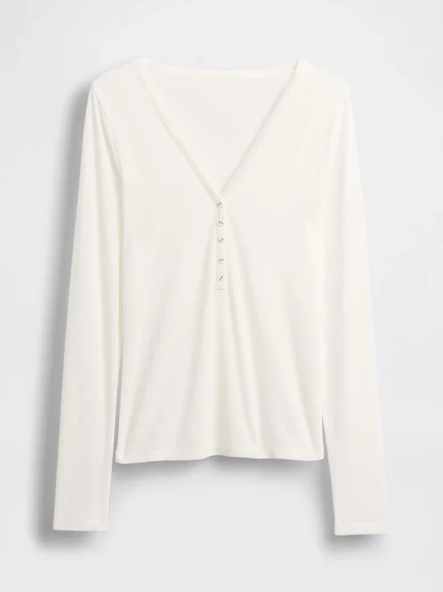 Camiseña Henley de canalé transparente