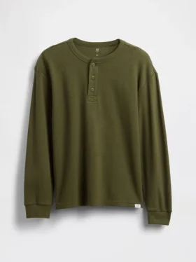 Camiseña holgada de niños estilo Henley
