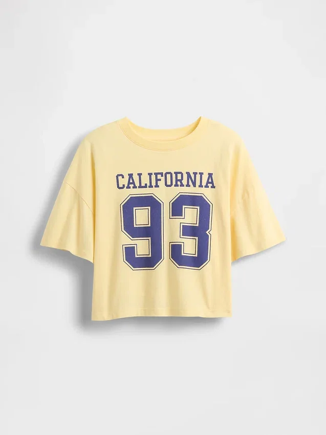 Camiseña oversize de corte cuadrado con logotipos de estados para niños
