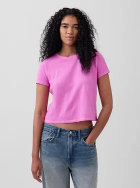 Camiseta 100 % algodón con efecto encogido auténtico