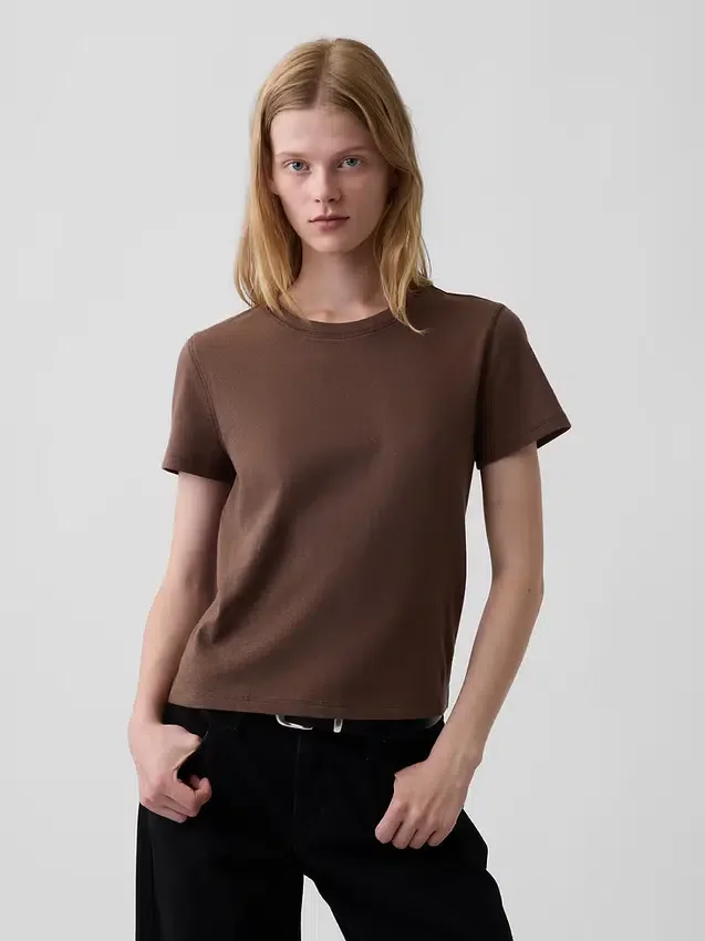 Camiseta 100 % algodón con efecto encogido auténtico