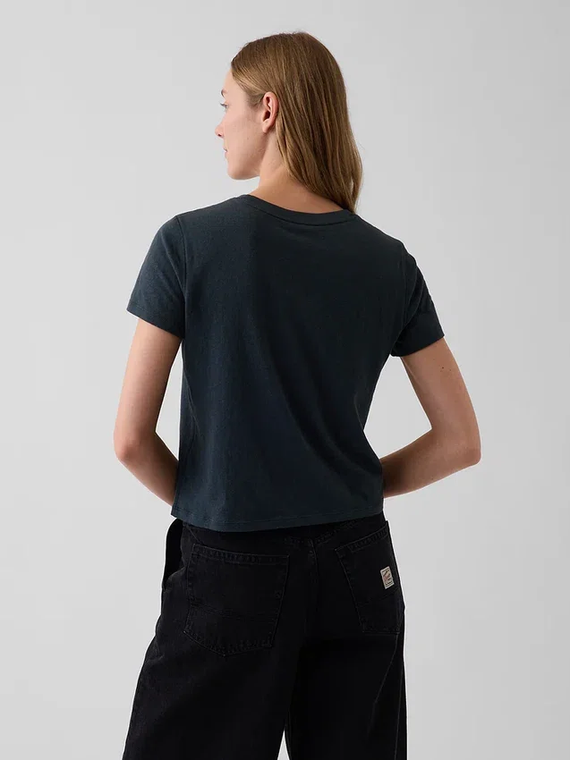 Camiseta 100 % algodón con efecto encogido auténtico