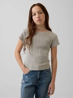 Camiseta ajustada de niño con canalé multicolor