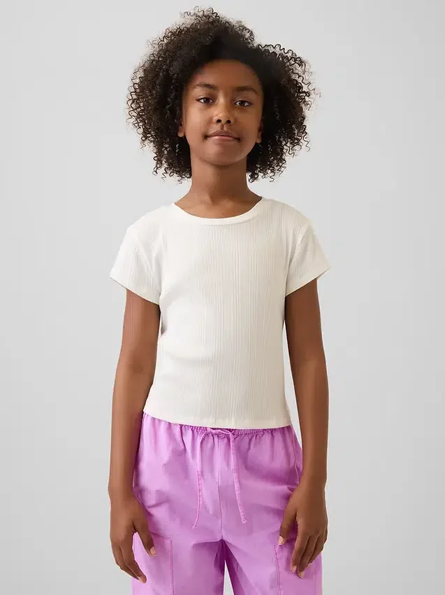 Camiseta ajustada de niño con canalé multicolor