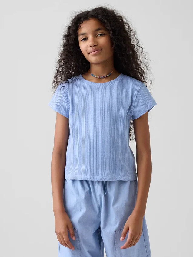 Camiseta ajustada de niño con canalé multicolor