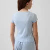 Camiseta ajustada de punto acanalado con punto calado para niños
