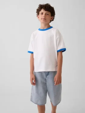Camiseta azul para niños «Relaxed Logo»