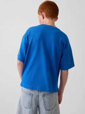Camiseta azul para niños «Relaxed Logo»