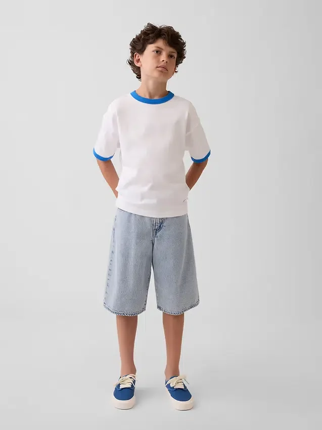 Camiseta azul para niños «Relaxed Logo»