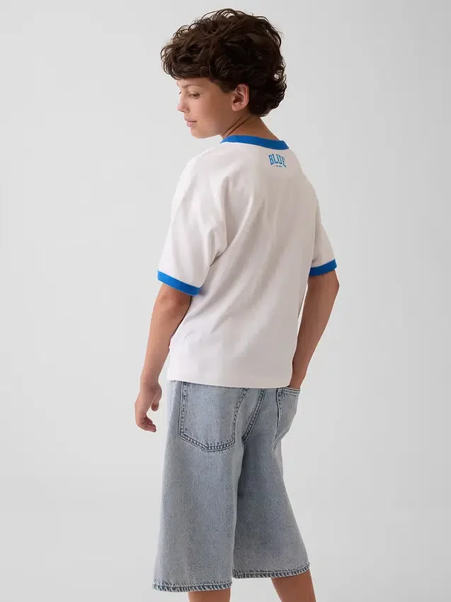 Camiseta azul para niños «Relaxed Logo»