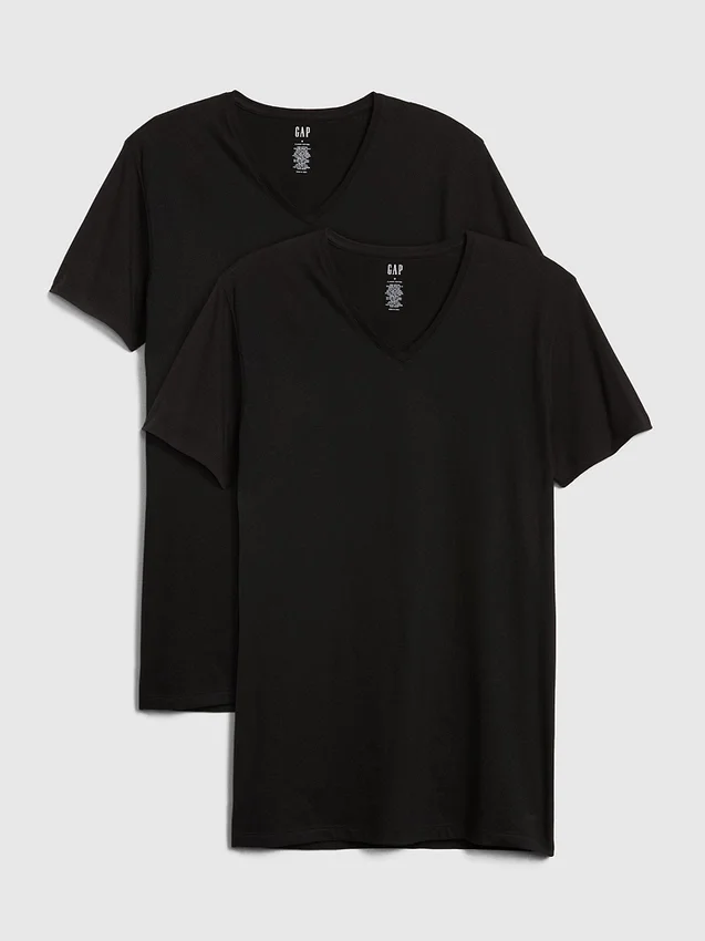 Camiseta clásica con cuello en V (paquete de 2)