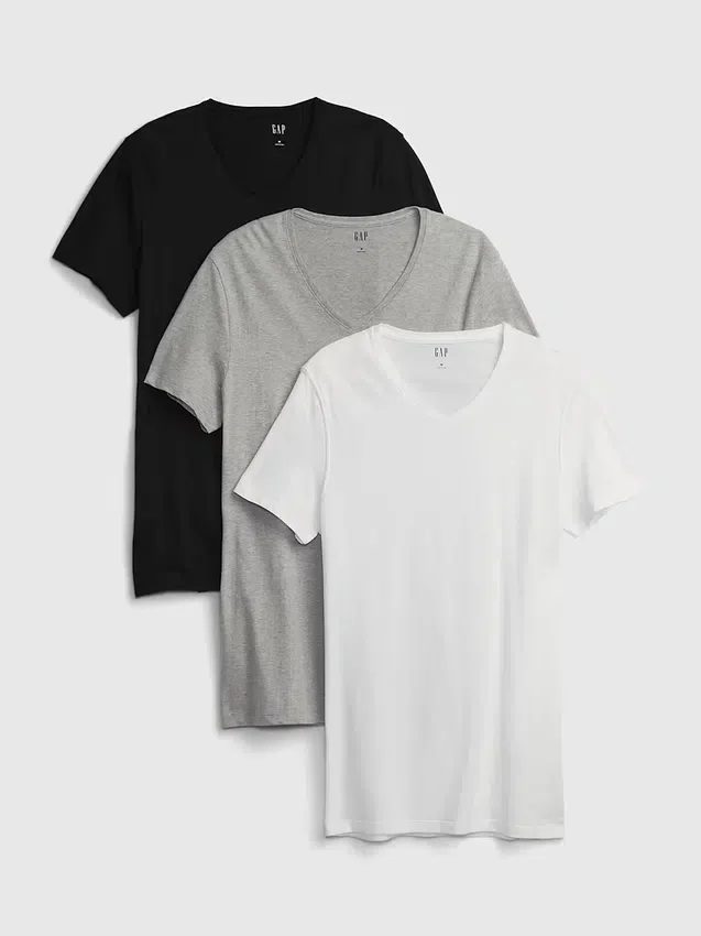 Camiseta clásica con cuello en V (paquete de 3)