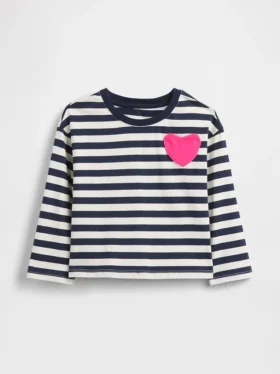Camiseta con bolsillo en forma de corazón para bebés y niños, combinable