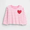 Camiseta con bolsillo en forma de corazón para bebés y niños, combinable