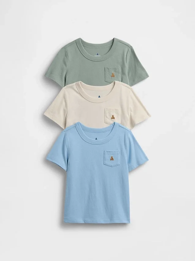 Camiseta con bolsillo para bebés y niños «Mix & Match» (paquete de 3)