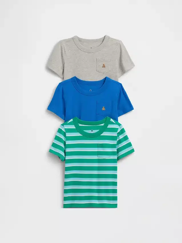 Camiseta con bolsillo para bebés y niños «Mix & Match» (paquete de 3)