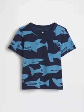 Camiseta con bolsillo y estampado combinable para bebés y niños