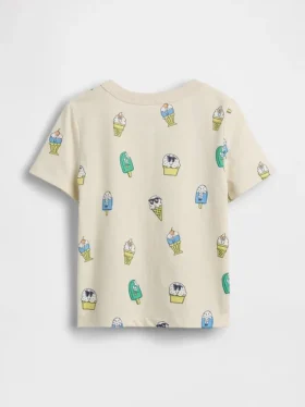Camiseta con bolsillo y estampado combinable para bebés y niños